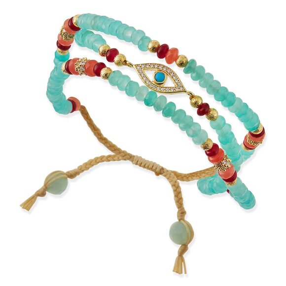 Neiman Marcus Tai Multi-Strand Evil Eye Bracelet - Picture 1 of 6